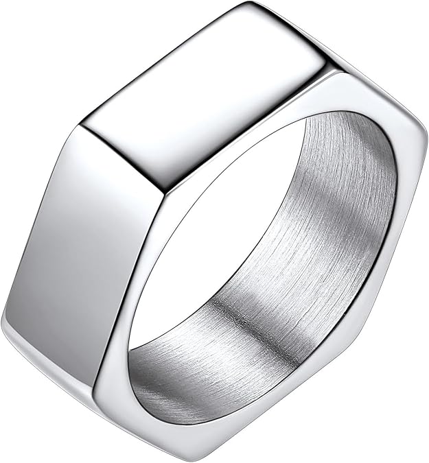 Richsteel Hexagon Stainless Steel Rings for Men - Modern Geometric