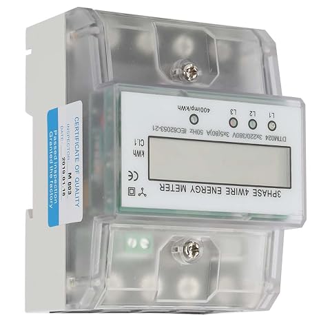 3 Phase Power Meter DTM024 Digital LCD Display Energy Meter Electric Kilowatt Hour Meter, 220/380V 5-80A