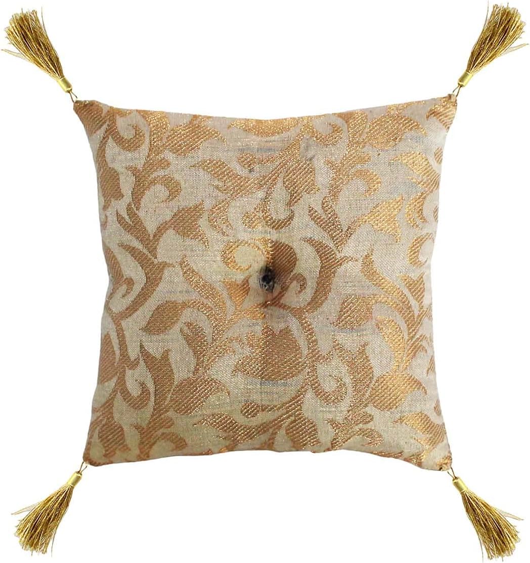 Handmade Singing Bowl Cushion Off White Brocade Home Decor Pillow Display Statue Jewelry