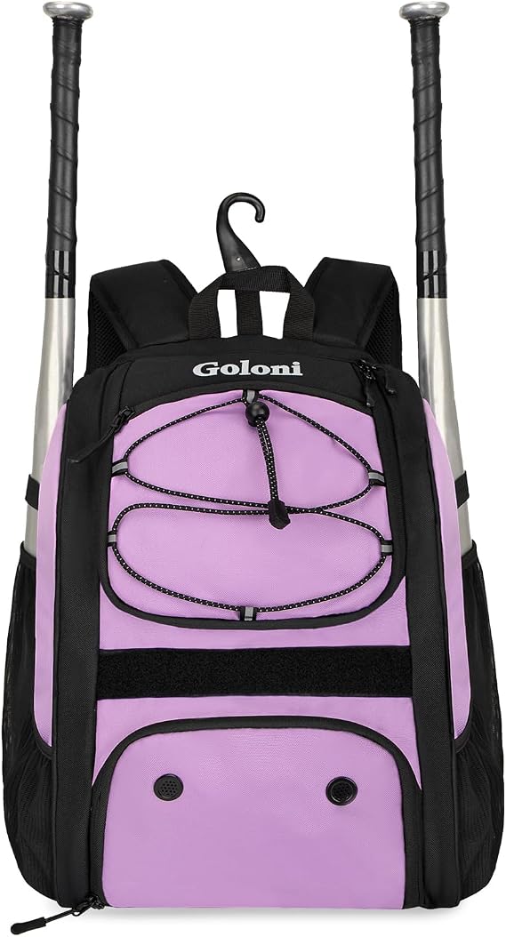 Goloni Youth Baseball Bag,Baseball Backpack with Shoes Compartment,Softball Bag with Fence Hook for T-Ball Bat & Equipment