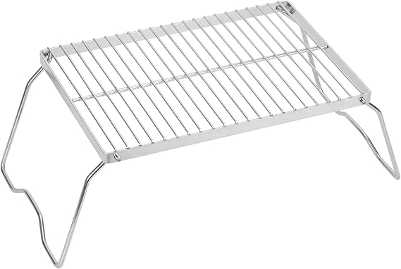 13" Folding Campfire Grill, 304 Stainless Steel Firepit Grill Grate, Heavy Duty Portable Camping Grill with Carrying Bag, Gas BBQ Grill Grate for Backpacking, Hiking, Picnics (Medium)