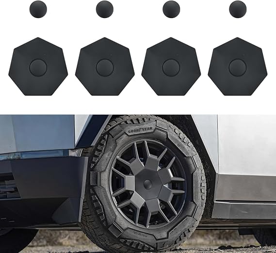 Wheel Hub Center Caps Compatible for Tesla Cybertruck Accessories Full Coverage Cybertruck Wheel Caps ABS Hubcaps Wheel Cover Caps, Only Compatible with All Terrain Tires