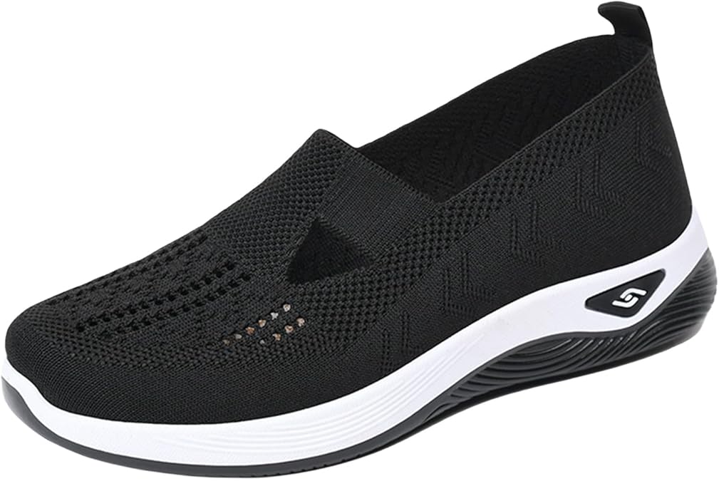 Womens Woven Orthopedic Breathable Arch Support Anti Skid Slip Sock Mesh Trainers Comfortable Casual Air Cushion Athletic Walking Running Jogging Sports Shoes
