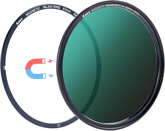Kase 77mm KW Revolution Plus Magnetic Black Diffusion Mist 1/4 Filter | Cinematic Effect, with Inlaid Adapter Ring, Shockproof Tempered Optical Glass, HD Multi-Coated