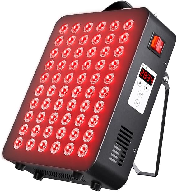 Red Light Therapy Panel, 660nm & 850nm Near Infrared Light Therapy with Stand/Timer, 60 Dual Chip LED Red Lights for Body, Face at Home, Includes Hanging Kit & Handle(300W)