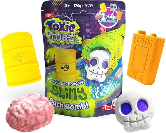 ZIMPLI Toxic Tubz Colour Changing Slimy Bath Bomb, 1 of 4 Surprise styles to Collect, One Baff Bomb Pack, Gross Toys, Birthday Gift, Slime toy, Sensory, Stocking Filler