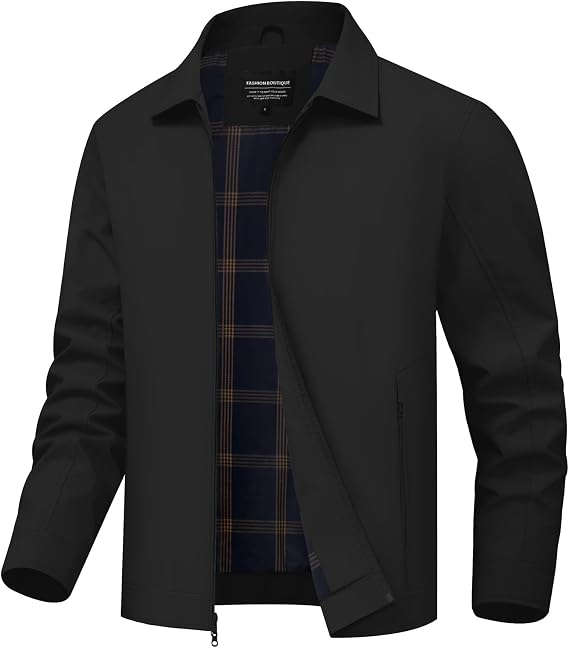 WHN Men's Lightweight Jackets Light Windbreaker Coat with Zipper Pockets