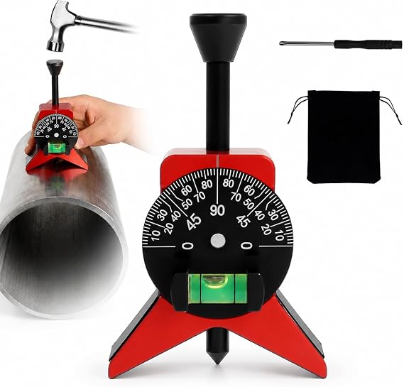 Pipe Center Finder Tool, Magnetic Pipefitter Tool with Protractor | 2.75" Y-Type Pipe Alignment Tool with Adjustable Bubble Dial, Finds Center Lines & Angles for Pipe Welding 1-1/2" to 6"