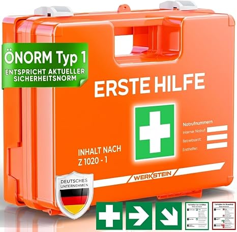 WERKSTEIN® Erste Hilfe Kasten inkl. Wandhalterung [ÖNORM Z1020 TYP 1]