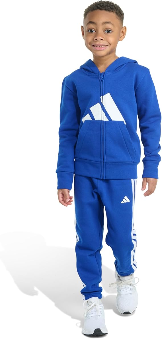adidas Baby Boys' 2-piece Long Sleeve Essential Big Logo Fleece Jacket & Jogger Set