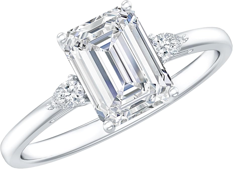 Certified 2 Carat Lab Grown Diamond Emerald Cut Engagement Ring, Ef-Vs Quality, Diamond Solitaire Ring - Ready To Gift