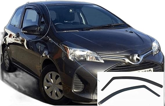 2x Wind Deflectors compatible with Toyota Yaris or Vitz 3-door hatchback 2010 2011 2012 2013 2014 2015 2016 2017 2018 2019