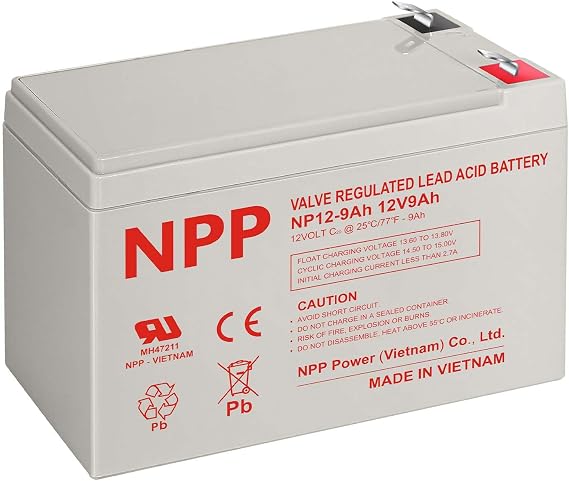 NPP NP12-9Ah 12V 9Ah AGM Battery, F2 Terminals, Rechargeable UPS Battery Backup Replacement for UPS, Alarm Emergency Lighting Verizon FiOS GT12080-HG,PS-1290, E300 Electric Scooter