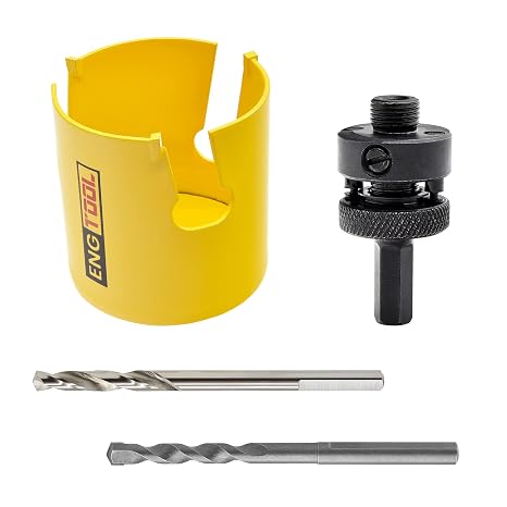 MaxTool 2-3/8" TCT Hole Saw Set 60mm Carbide Tip Holesaw 2.25" Deep 7/16" Hex Shank w Pilot Drill 4-Piece for Tough Abrasive Material; CT00Y57R224EA