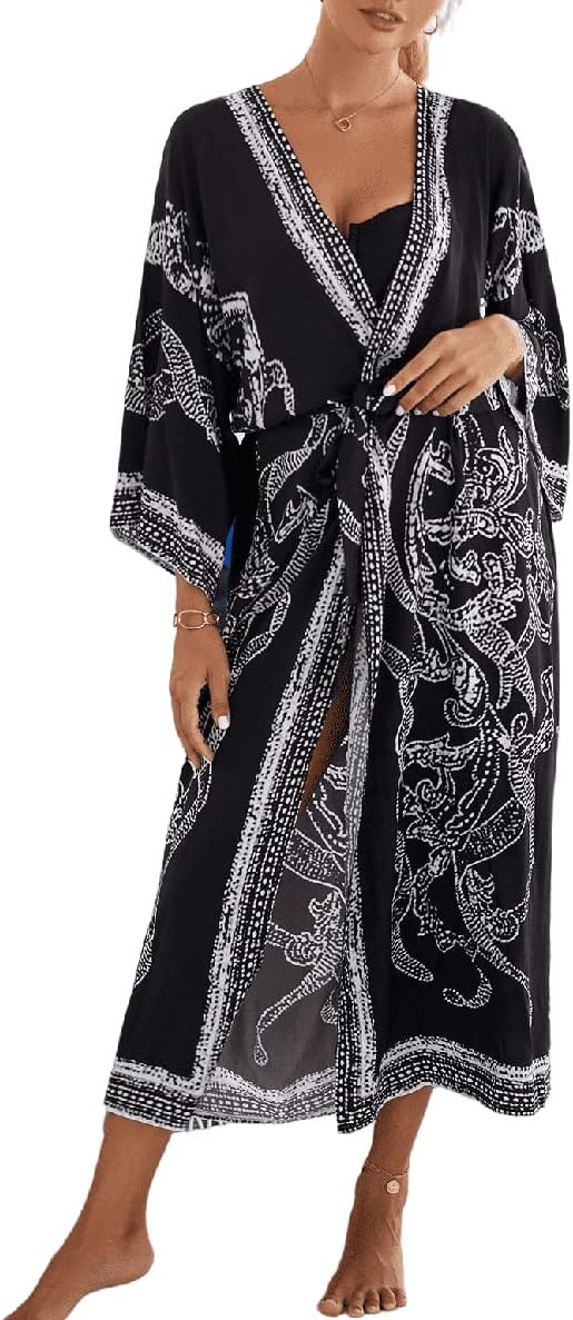 MEILING Womens Kimonos Swimsuit Cover Ups Summer Cardigans Beach Outfits Duster Robe