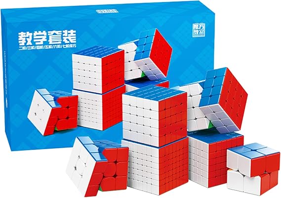 Moyu Meilong 2x2 3x3 4x4 5x5 6x6 7x7 Educational Cube Set moyu Cube Stickerless Speed Cubes Bundle Gift for Children Adults 6 Pack