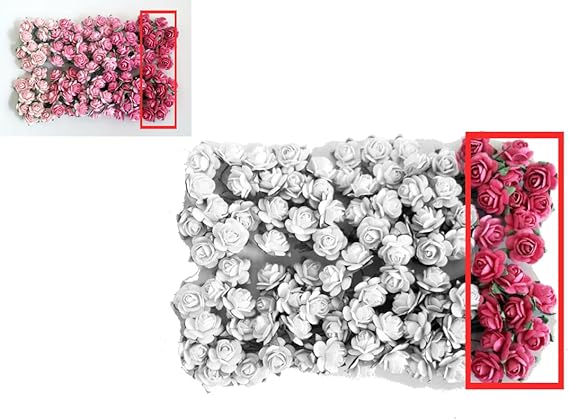 100 pcs Tiny Artificial Roses Mixed Pink Five Color Mulberry Paper Flower 15-18 mm Flower Wedding Scrapbooking (Pink Color 01)