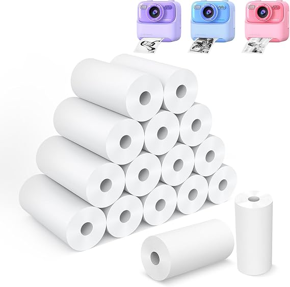 16 Rolls Instant Camera Refill Print Paper for Kids,White-16