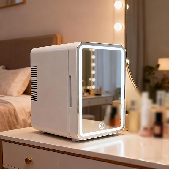 12L Large Capacity Mini Fridge, A Versatile Makeup Refrigerator and Beauty Fridge with LED Display, 110V AC/12V DC Power for Storing Food, Drinks, Skincare in Dorm, Car