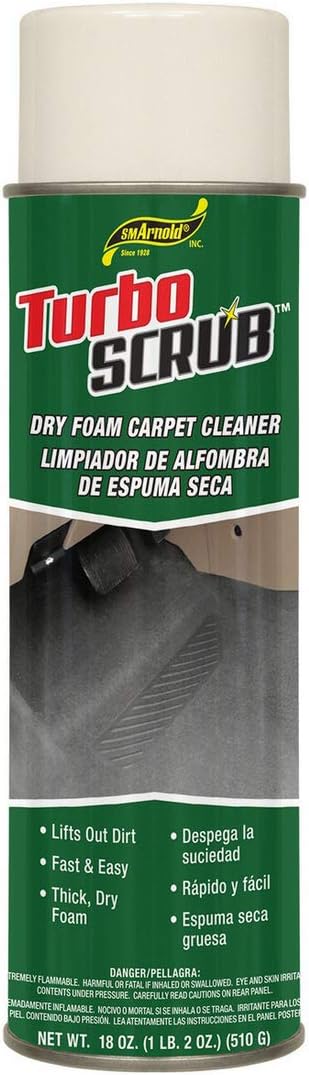 SM Arnold Turbo Scrub™ Dry Foam Carpet Cleaner 18 Oz. - Upholstery and Fabric Stain Remover, Eco-Friendly, Professional Grade, Deep Cleaning for Home and Office, Easy-to-Use, Fast-Acting Formula