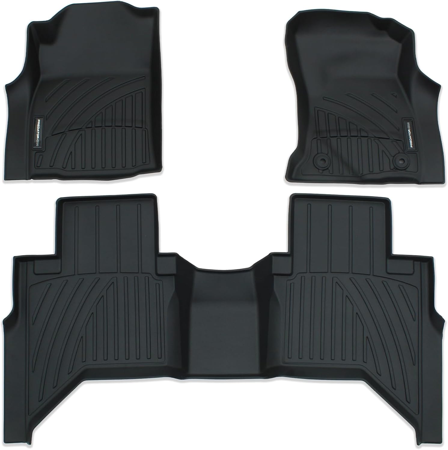 Predator4x4 Pickup Cab Interior Rubber Floor Mats Compatible with Toyota Hilux MK8 Revo Manual AN110/AN120/AN130 2015+ Black Custom Fitting Anti Slip Stain Resistant Easy Clean Waterproof