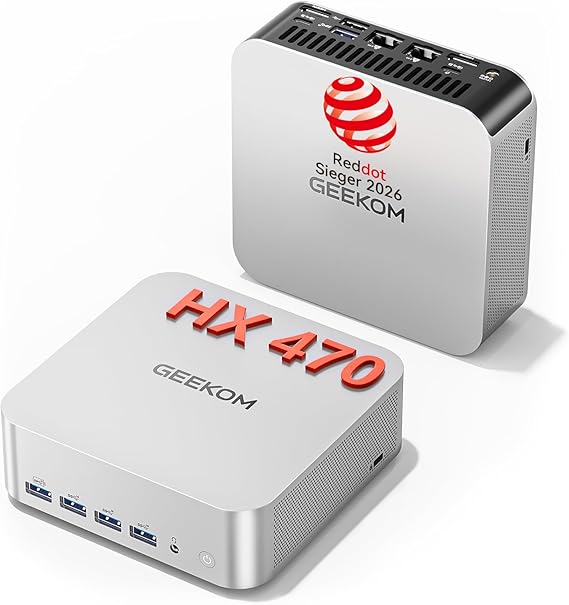 GEEKOM AI Mini PC A9 Max with AMD Ryzen AI 9 HX 370 (12C/24T up to 5.1GHz) 32GB DDR5+ 1TB SSD 2.5G Dual-LAN Mini Computer Windows 11 Pro with 2 x USB4 HDMI2.1 Wi-Fi 7 and BT 5.4 for All Application