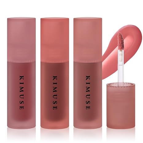 KIMUSE Lip Tint Stain Water Gel Tint 3 Colours Highly Pigmented Lightweight Soft Moisturising Long-Lasting Not Tested on Animals