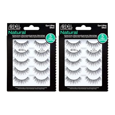Ardell False Eyelashes 110 Black - Eye-Lifting Effect Eye Makeup, Natural Look Strip Lashes - 5 Pairs, 2 Pack