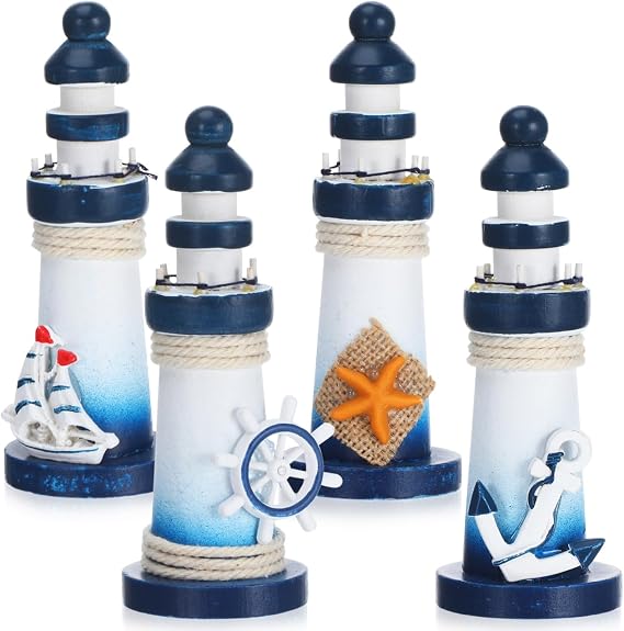 HEALLILY Tabletop Lighthouse Decor 4pcs miniture Lighthouse Figurines Mini Lighthouse Decor Mediterranean Figurines Ornaments Miniature Landscaping