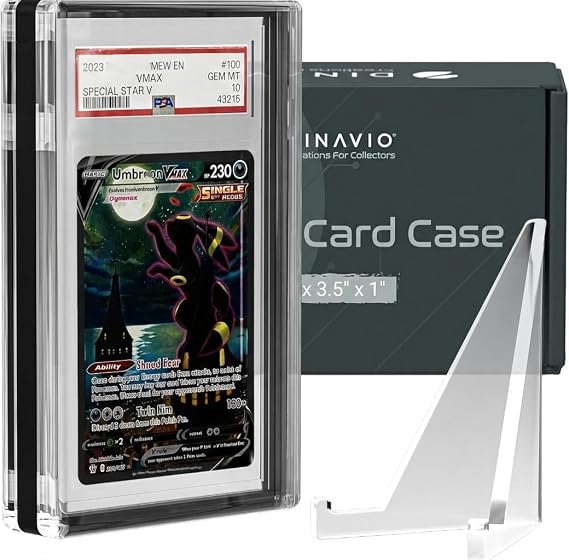 PSA Graded Card Display Acrylic Case for Standard PSA and CGC Slabs - Slab Case - PSA Card Case - Graded Card Display Case - Updated Dimensions - Stand Included (Black Border)