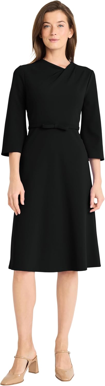 Maggy London Womens Twist Neck Dress with Flared Sleeves