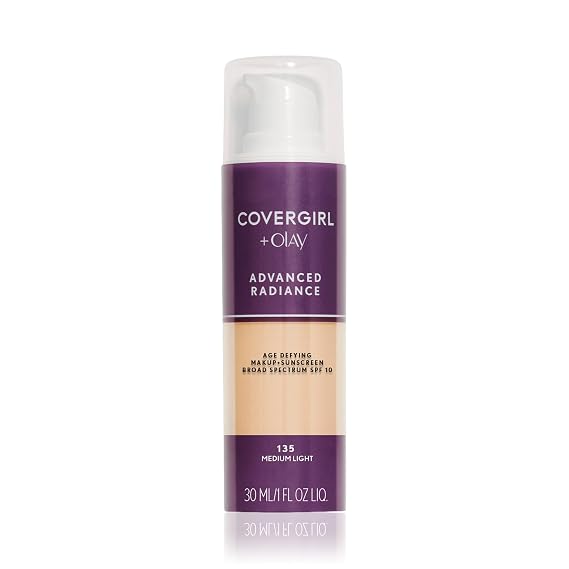 COVERGIRL Advanced Radiance Age Defying Foundation Makeup, Medium Light 135, 1 Ounce (packaging may vary)