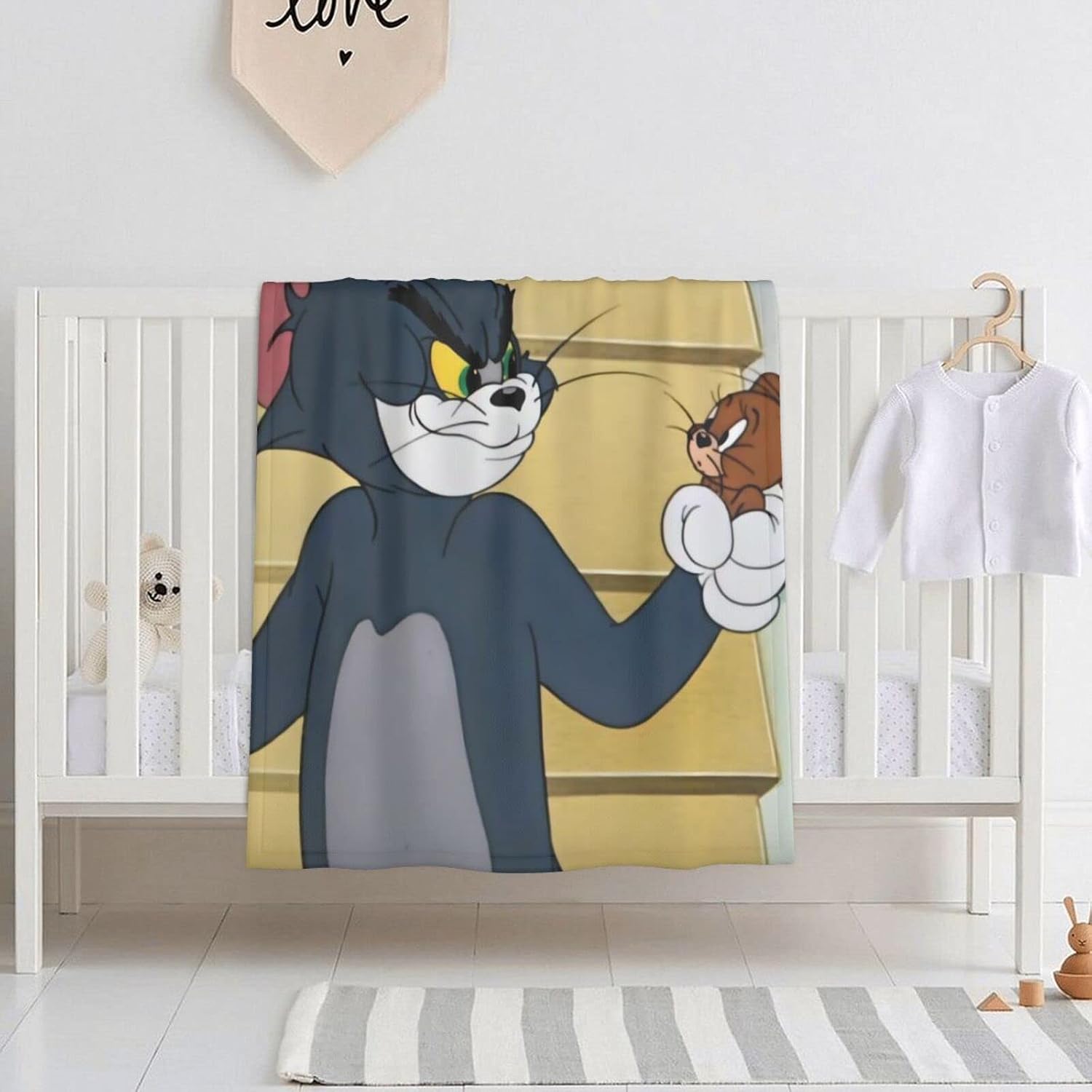 Cute T.Om and Je.Rry Cartoon Baby Blanket Fluffy Blanket for for Boys Girls Baby Throw Blanket Super Soft Warm Kids Blanket for Crib Couch Chair Living Room Travel -One Size