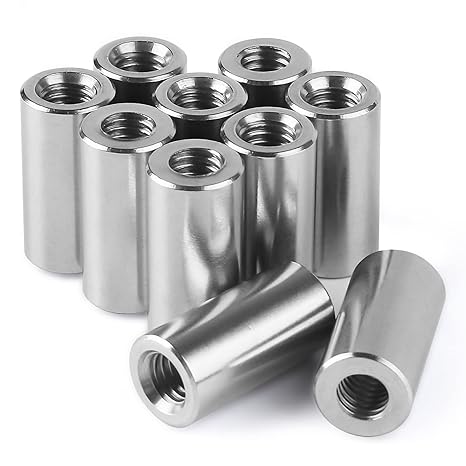 M8 Round Connector Nuts, 304 Stainless Steel Coupling Nut 30mm/1.18inch Length,Pack of 10