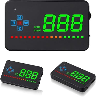 Hud Display, Head Up Display for All Cars and Trucks Car HUD Head Up Display 3.5inch Digital GPS Speedometer Windshield Screen Projector with Reflection Film a2