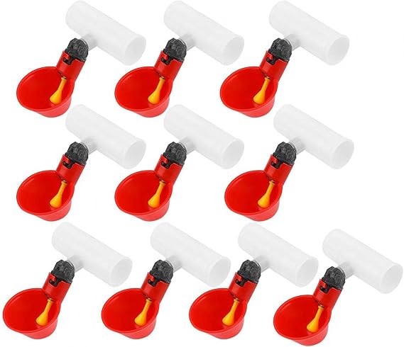 Automatic Chicken Drinker Cups 10Pcs Plastic Poultry Drinker Waterer Water Drinking Dispenser Cups Bowls for Bird Duck Quail Pigeon Hen Livestock (A)