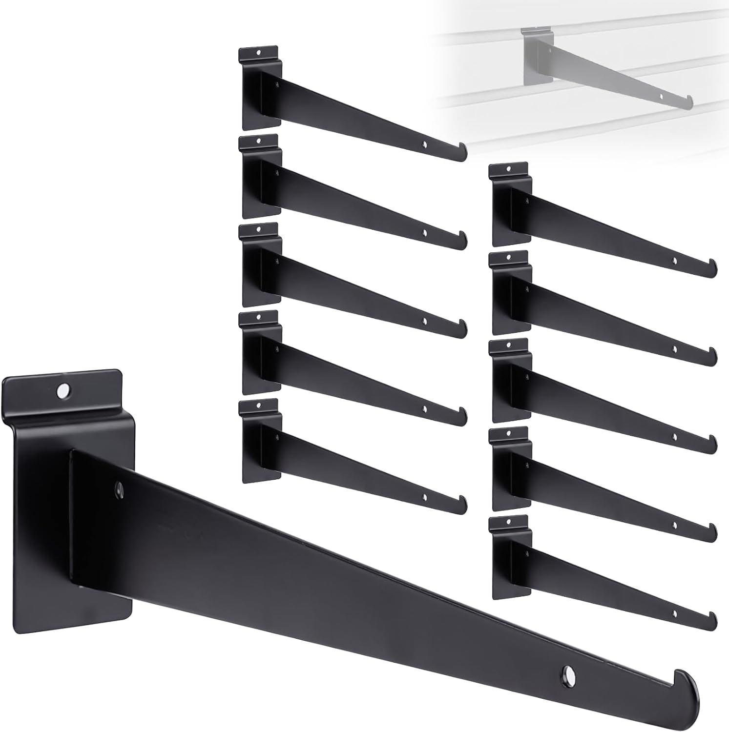 Slatwall Shelf Brackets Metal - 12” Slat Wall Shelf Brackets with Lip Slatwall Accessories 12pcs 12