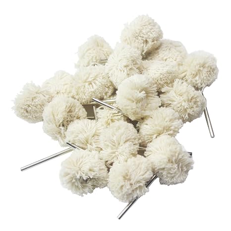 Luo ke 20 Pcs Mini Cotton Strip Buffing Wheel, 3/32 Inch Shank Abrasive Polishing Wheel for Rotary Tools (White)