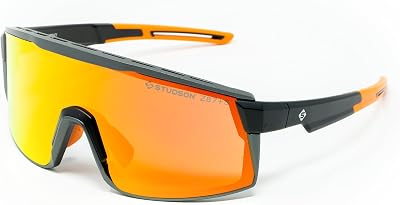 STUDSON The Sentinel Safety Glasses - Advanced ANSI Z87 Rated Impact Protection - Anti-Fog Vented Lenses - Adjustable Non-Slip Fit - Lightweight Eco-Friendly Frame - One Size Orange Mirror Smoke