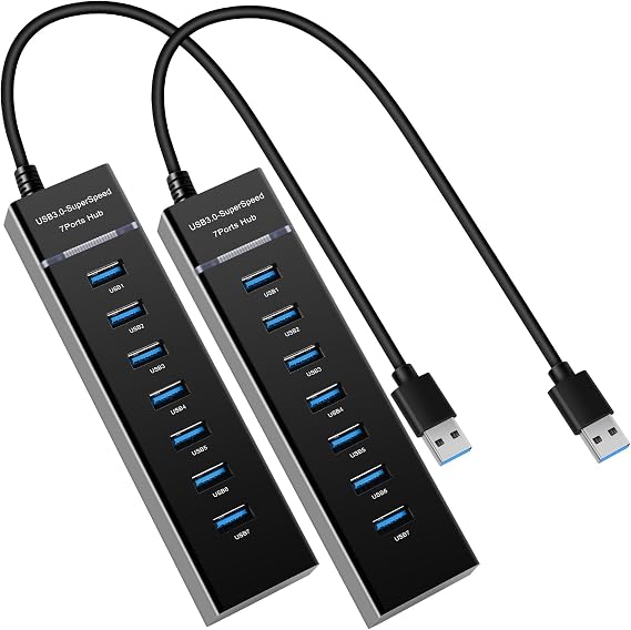 7-Port USB Hub, YaimhSound 6 Port USB Hub, USB to Multiple USB, USB 3.0 2.0