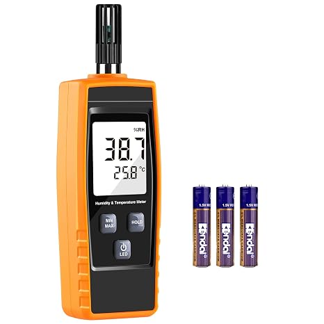 Handheld Humidity Meter, LEERCHUANG Digital Thermometer Hygrometer for Indoor/Outdoor, Temperature Reader Humidity Monitor W Min/Max Value, Data Hold, LCD Display