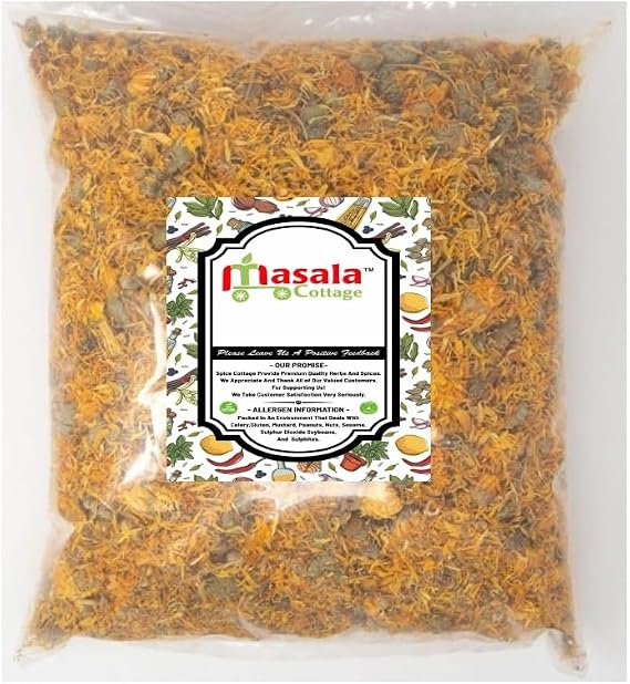 Marigold Flowers Dried Calendula Tea Infusion Premium Quality by Masala Cottage® 25g-1.9kg (50, Grams)