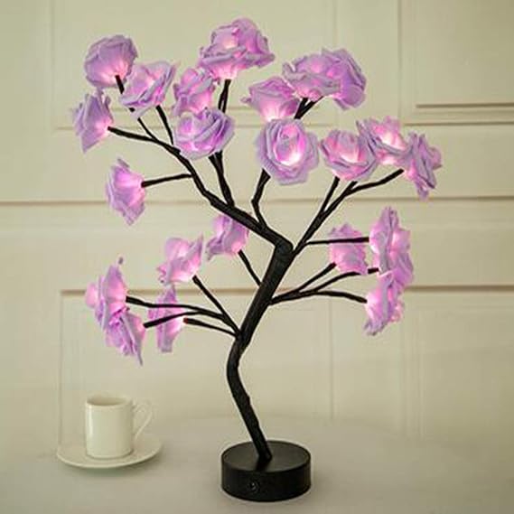 Rose Lamp Tree, Endless Rose Lamp, Rose Tree Night Light, Valentine's Day LED Tree Light for Women Girls, Artificial Romantic Table Flower Tree Lamp Atmosphere Decor (01-Pink)