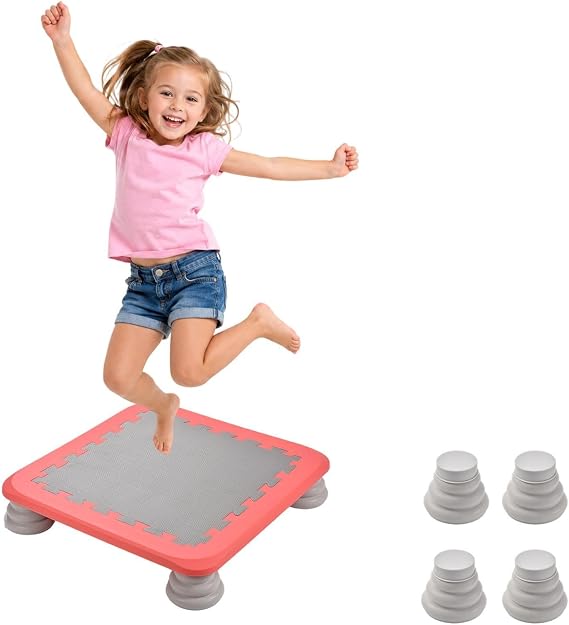 Small Trampoline for Kids Ages 6-12 | 25 Inch Square Leaps and Rebounds Trampoline eith Non - Slip Base | Indoor Stable Bouncing Bed for Kindergarten,