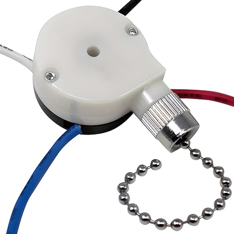 ZE-208S E89885 ZH Pull Chain Ceiling Fan Switch Repair Kit Replacement 3 Speed 4 Wire 3 Way 4 Position Rotary Motor Controller 3A 250VAC 6A 125VAC for Ceiling Fans, Floor Fans, Appliances - Nickel