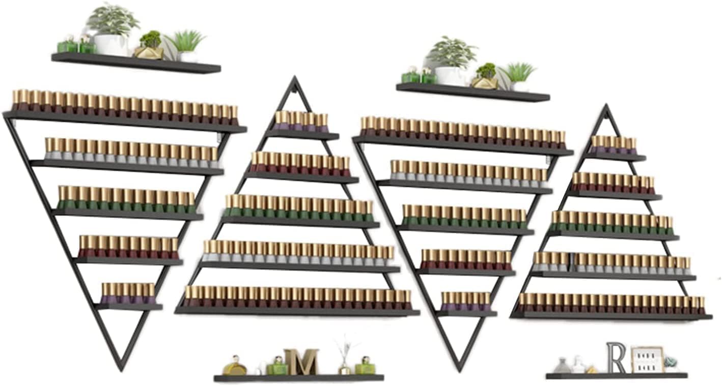 Nail Polish Rack Essential Oil Display, 5 Tier Simple Triangle Floating Wall Mount, Perfume Rack Cosmetic Organizer for Nail SalonRetail Store Color : Black, Size : 8-Piece Set