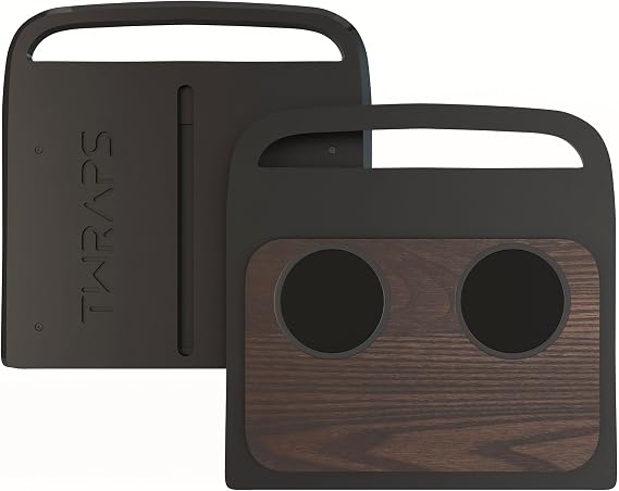 TWRAPS Dual Phone Charging Pad for Rivian R1T & Rivian R1S 2021-2024 Compatible with MagSafe iPhone 17 16 15 14 - Armrest Fast Charger, Center Console Phone Mount Dock, with Warm Ash Wood Skin