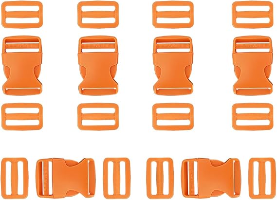 Quick Side Release Buckle 1-1/2", Buckle 6 Pcs+ Tri-Glide Slide 12 Pcs, Heavy Duty Plastic Snap Buckle Clip Clasp Fasteners for 1-1/2" Backpack Strap