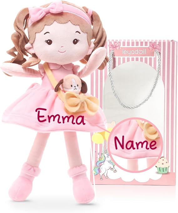 LeyaDoll Personalized Soft Baby Doll 16'',Rag Doll for 1 Year Old Girl Gift