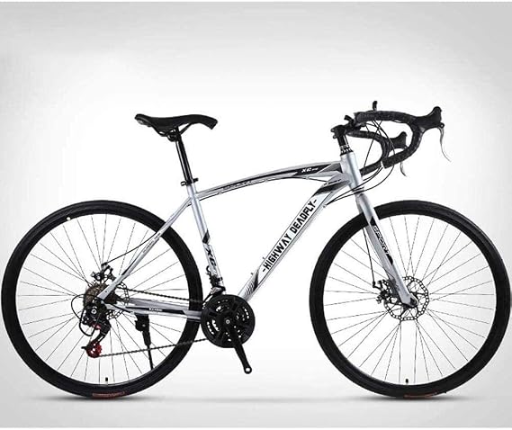 26-Inch Road Bicycle, 24-Speed Bikes, Double Disc Brake, High Carbon Steel Frame, Road Bicycle Racing,Red/Sier